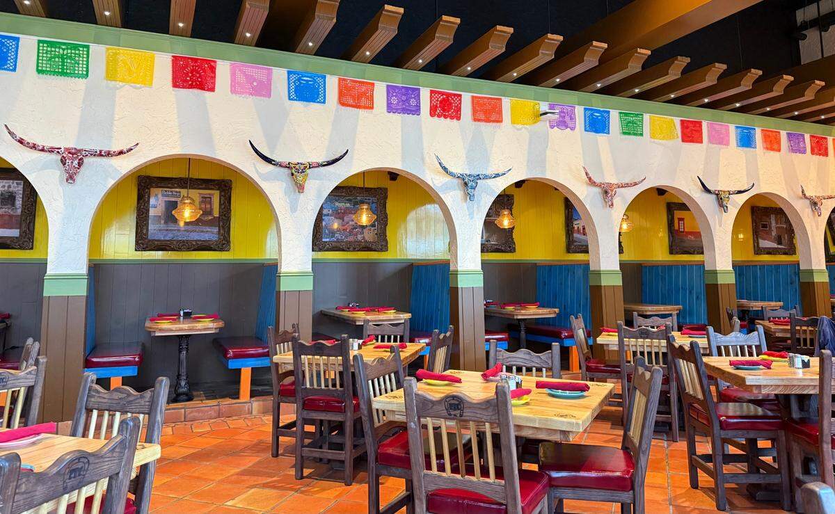 Arches inside El Tiempo Cantina reflect its location under the first base corner of Choctaw Stadium across from Globe Life Field, as seen March 31, 2025.