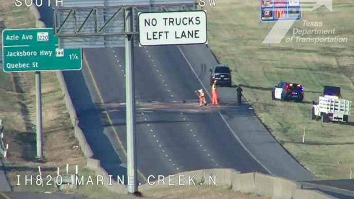 Five people were killed and one hospitalized after a car going the wrong way on Loop 820 hit another vehicle in Fort Worth early Sunday morning, Oct. 27, police said.