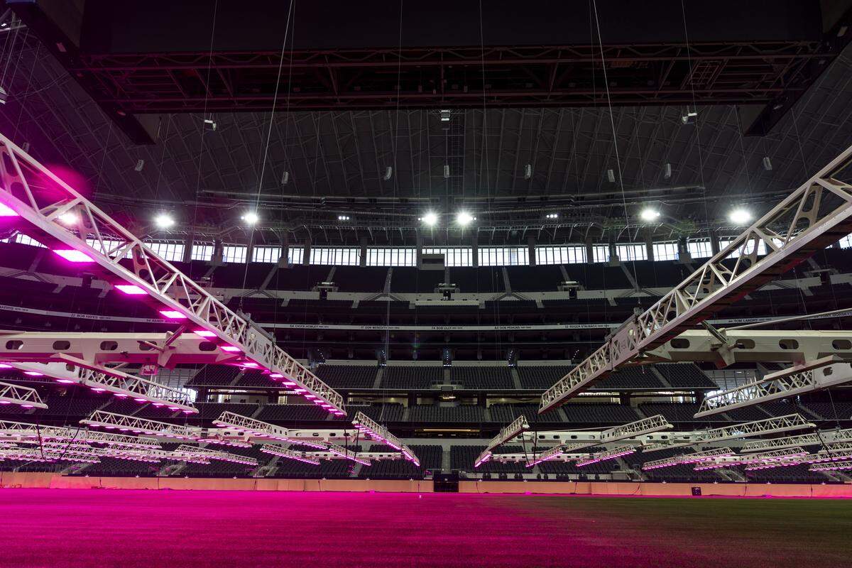 Modifications are made to AT&T stadium in prepartion for FIFA World Cup 2026 on Thursday, May 14, 2026 in Arlington, Texas. The pitch is 24 inches above where the Cowboys' field would normally sit, and stadium seats were removed to meet the width requirements for the soccer field.
