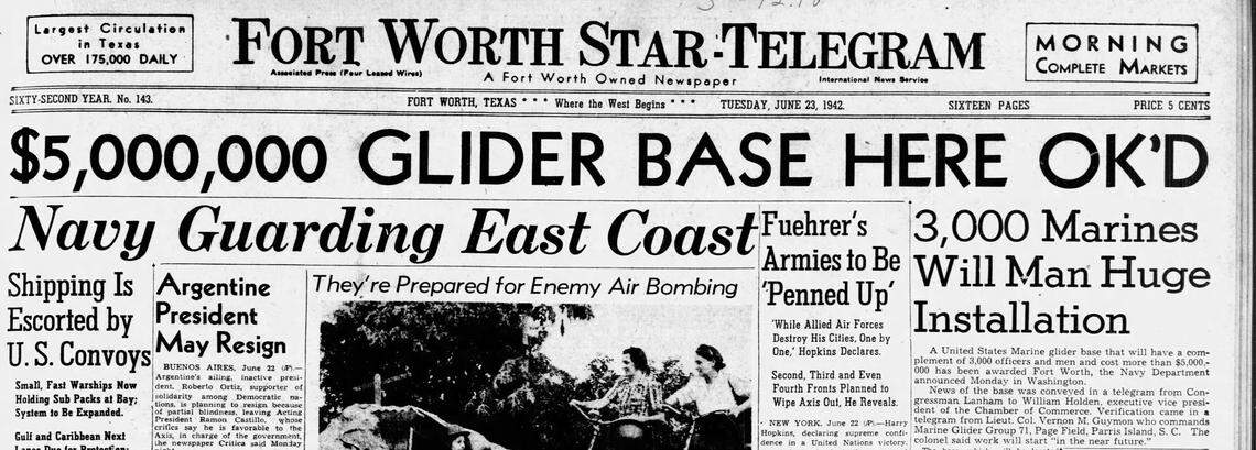 The Fort Worth Star Telegram first reported on the Eagle Mountain Lake Marine base on June 23, 1942.