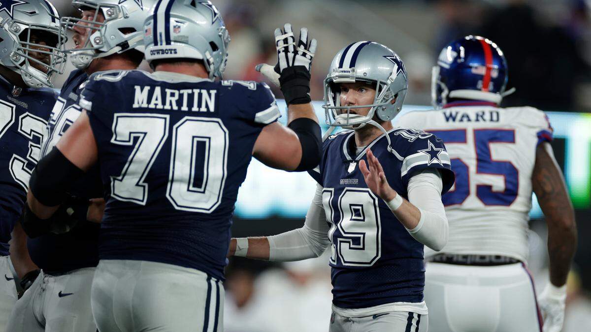 Place kicker Brett Maher (19) has been clutch all season for the Cowboys.