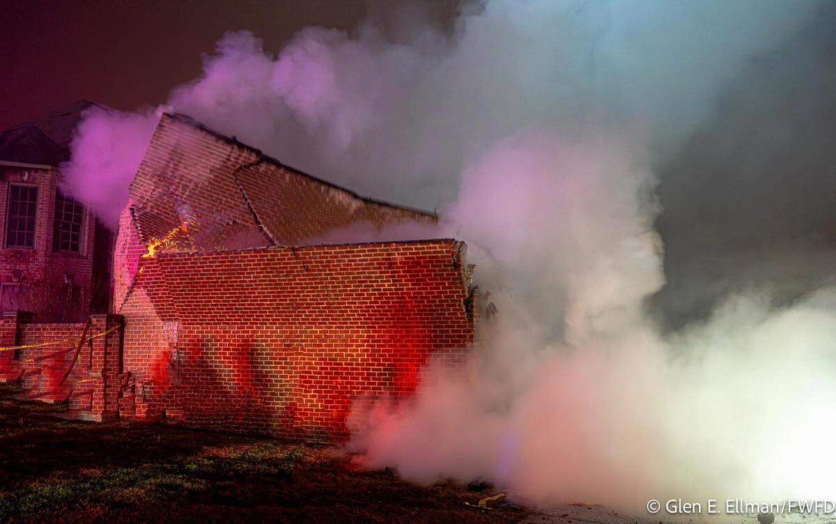 Fort Worth firefighters battled a fire at a large house in the Crestline neighborhood, near the River Crest Country Club, early Wednesday, Feb. 5, 2025.