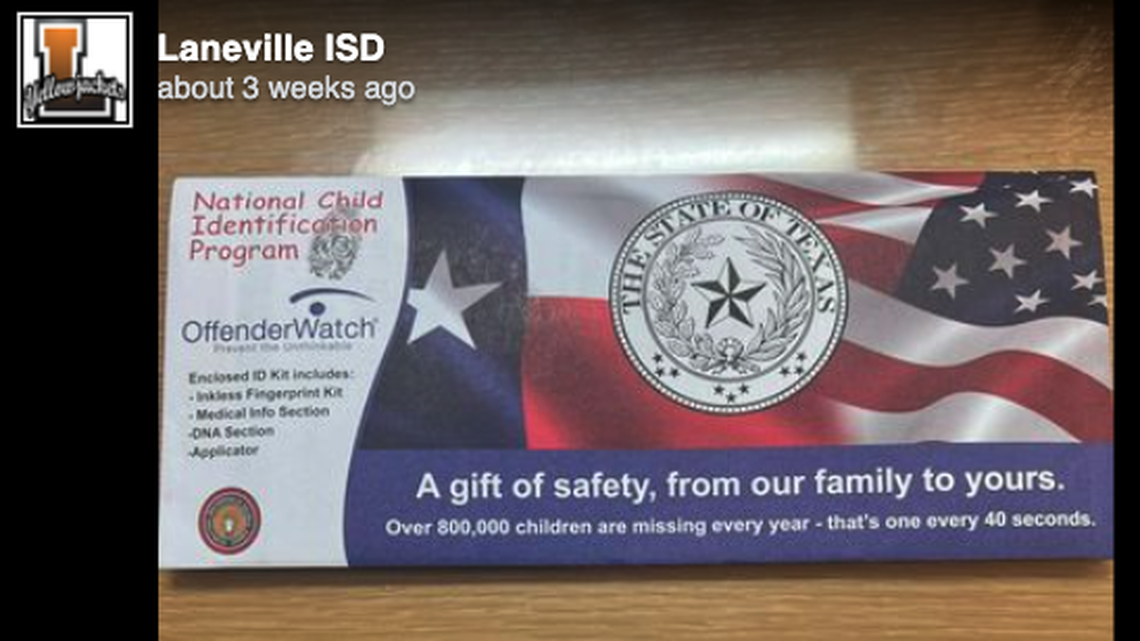 DNA kits through the National Child Identification Program were sent to parents of Texas school-aged children.