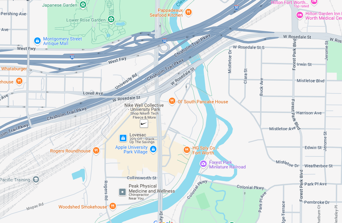 Along the Trinity River that runs through southwest Fort Worth is various restaurants and shops for walkers to stroll through.