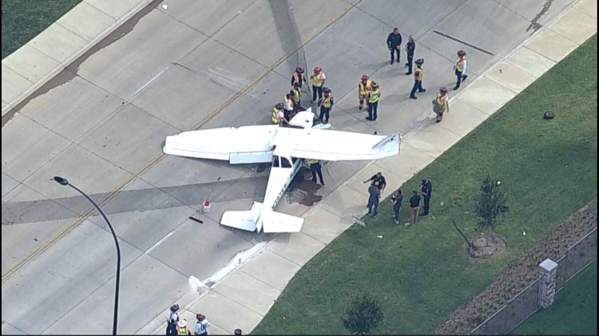 Nobody was injured Monday when a single-propeller plane made an emergency landing on an Arlington roadway.