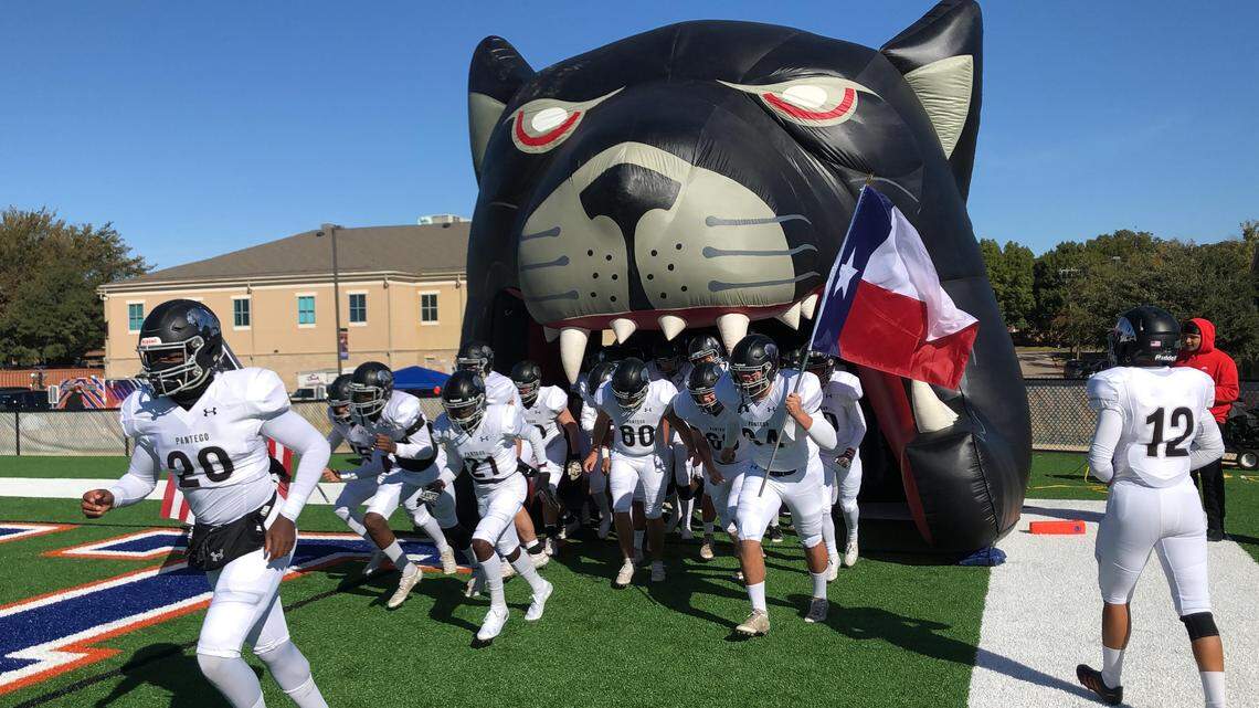 The Pantego Christian Panthers take the field against Colleyville Covenant on Saturday, November 2, 2019.