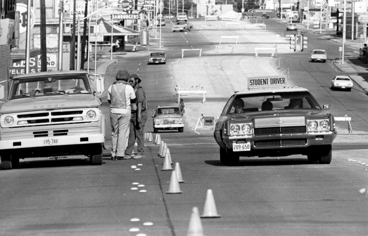 July 28, 1972: Construction on West Berry Street in Fort Worth.