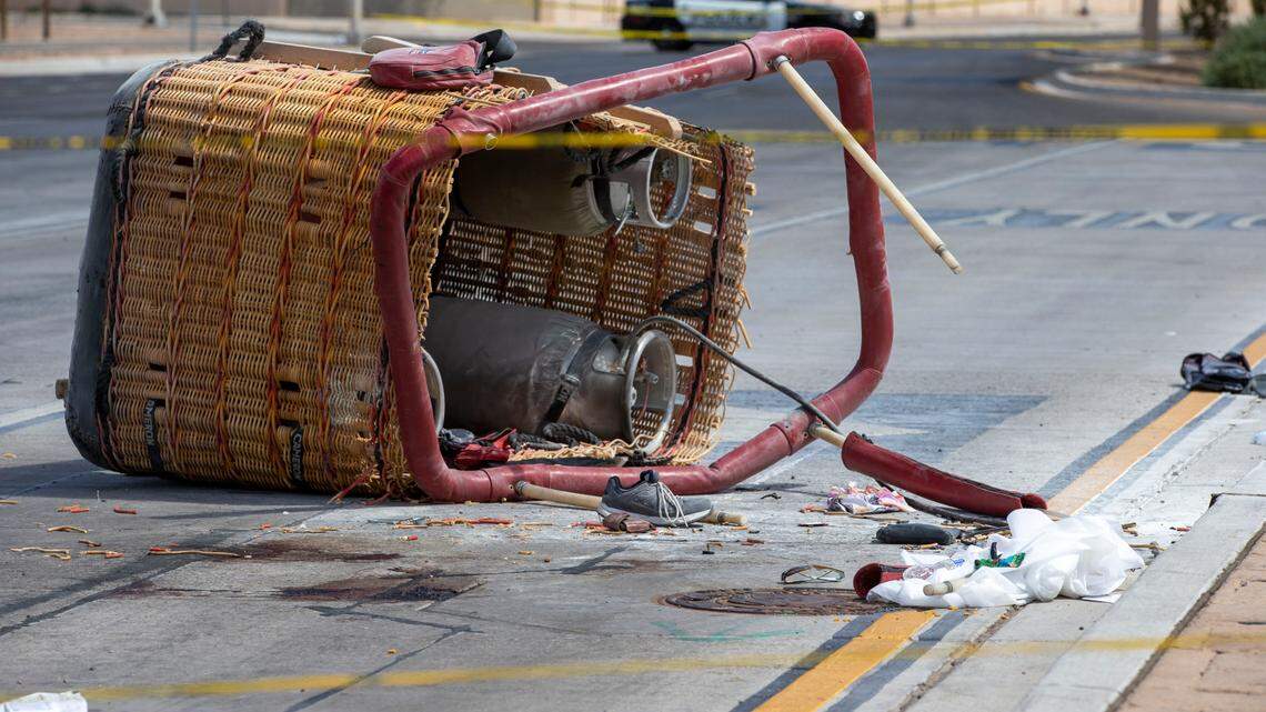 A hot-air balloon crashed in flames Saturday after hitting a power line, killing five people, in Albuquerque, New Mexico, police say.