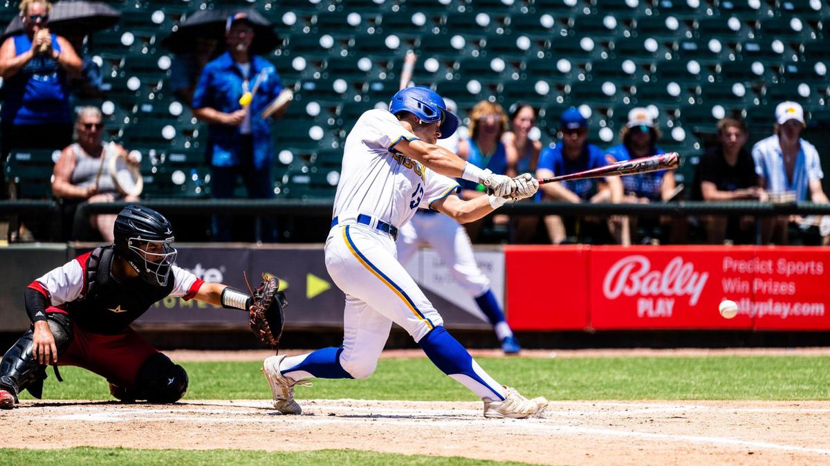 Cam Harris had three hits and five RBI during the 3A state title game against London on Saturday June 11, 2022 at Dell Diamond in Round Rock.