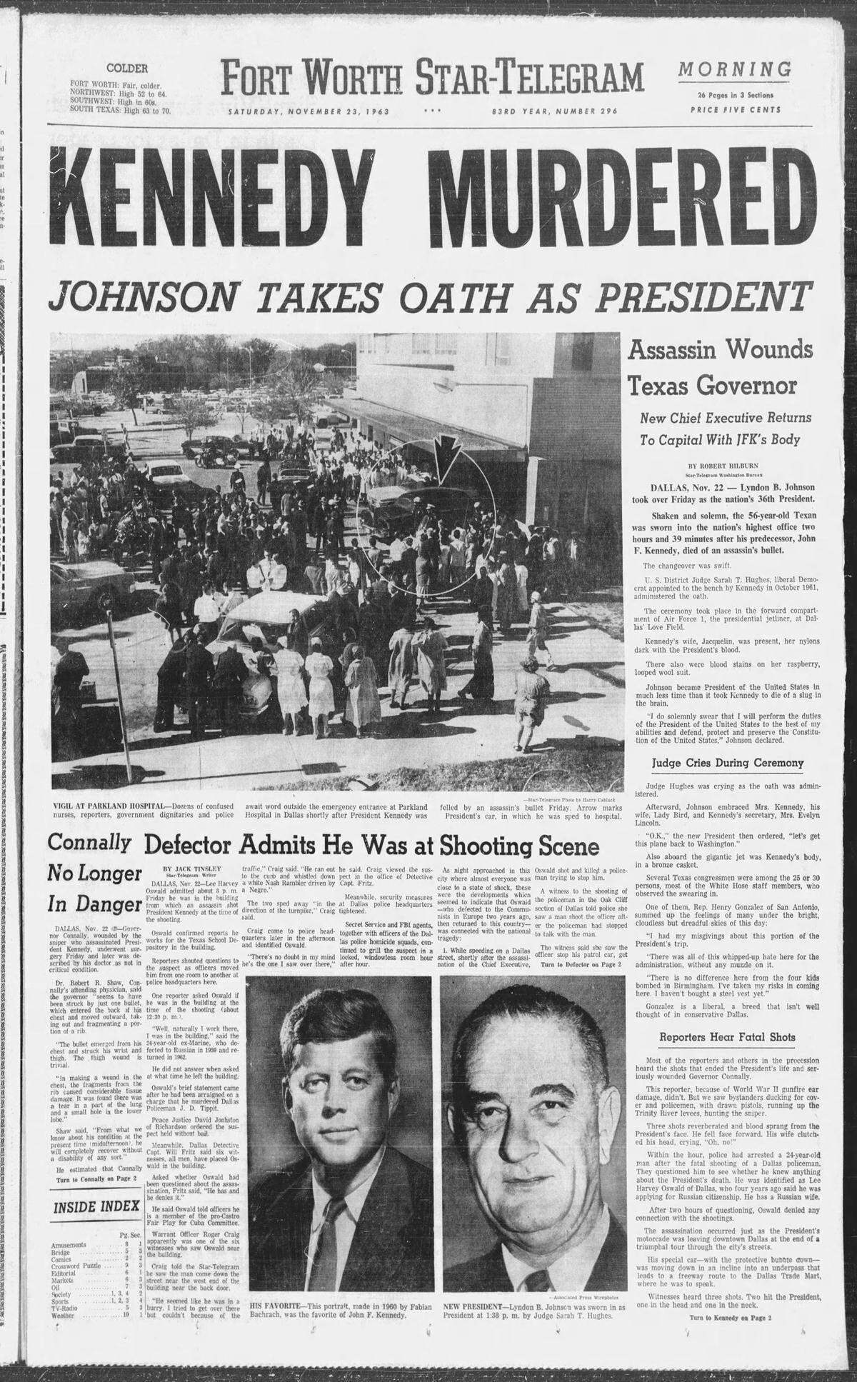 The morning edition of the Star-Telegram on Saturday, Nov. 23, 1963.