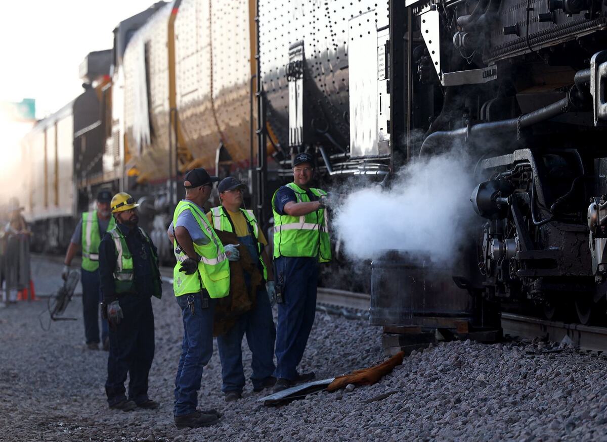 Union Pacific Railroad’s Big Boy No. 4014 stops at Fort Worth’s T&P Station during its Heartland of America Tour on Friday, Oct. 11, 2024. ‘Big Boy’ was built in 1941, one of only 25 ever built.