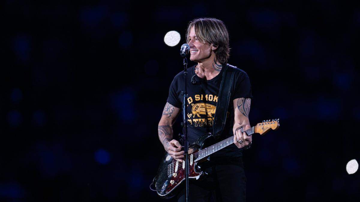 Keith Urban performs during Concert for Carolina in Charlotte, N.C. on Saturday, October 26, 2024.