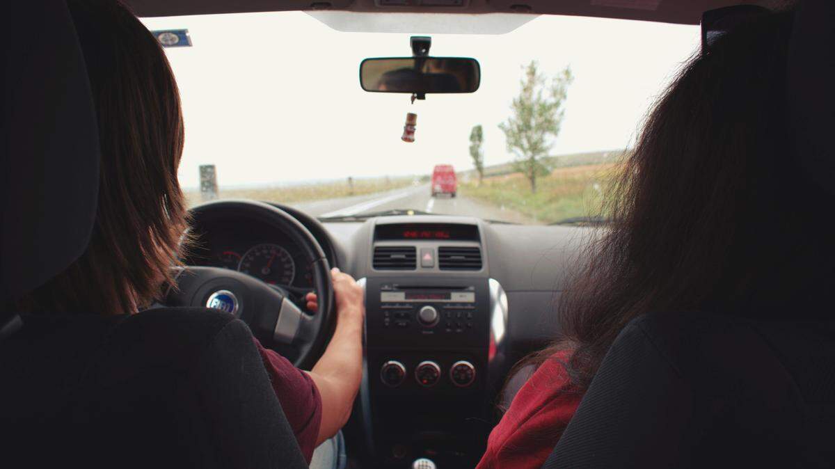 Two women in a car.