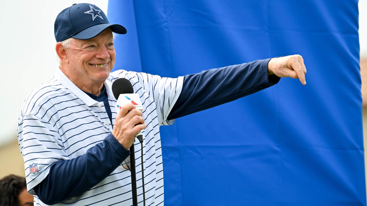 Dallas Cowboys owner Jerry Jones took part in the team’s training camp opening ceremony in Oxnard, Calif., on Saturday. Sportico reports the Cowboys remain the world’s most valuable sports franchise at $7.64 billion.