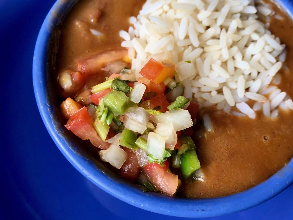 Red beans and rice come with pico de gallo at J&J’s Oyster Bar.
