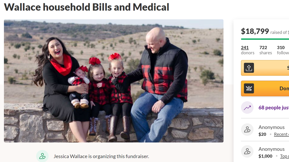 Caleb Wallace is hospitalized with COVID-19, and his pregnant wife says they have “run out of options.”