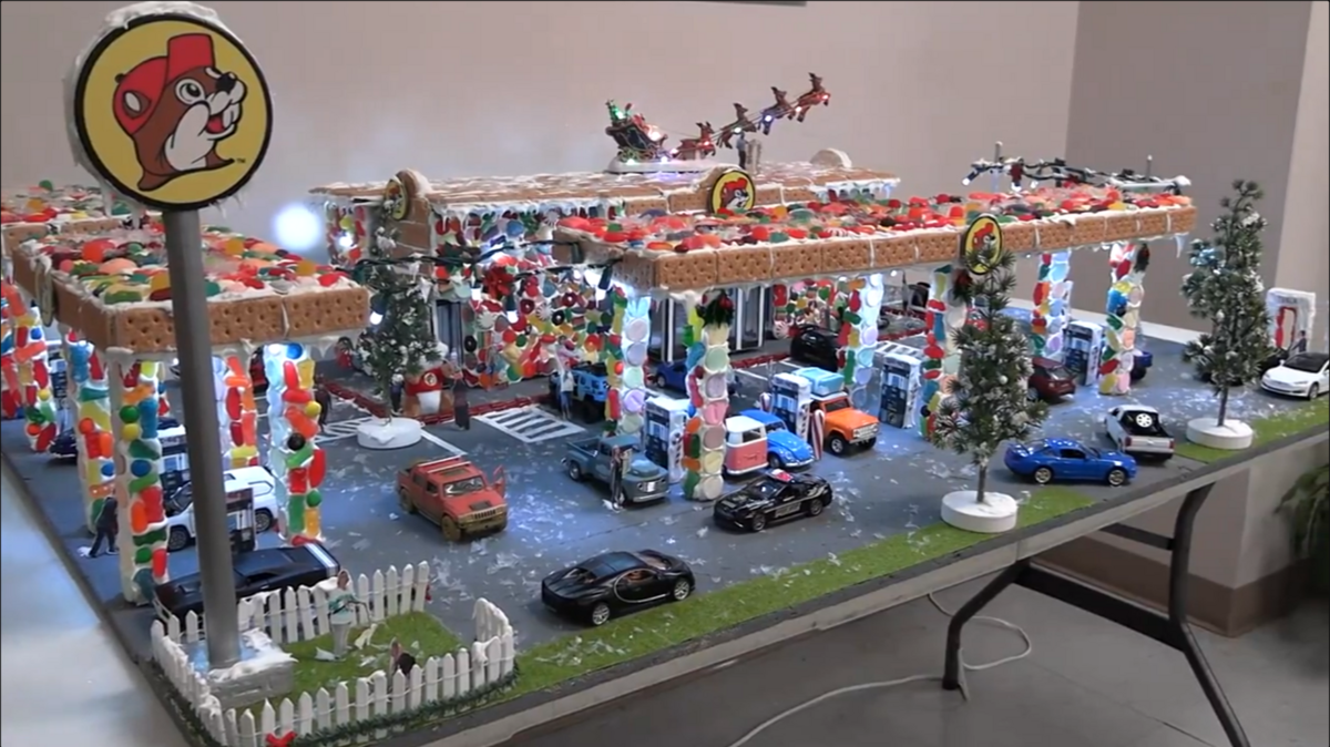 Deanna Vaters created a gingerbread house version of Buc-ee’s, the popular Texas gas station chain.