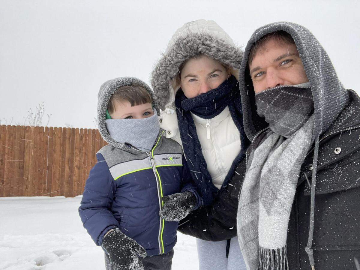 Chris and Katrina Hayes along with their 3-year-old son, Myles, and their dog, Rhar, lost power to their Haslet home at around 2 a.m. Monday. More than 30 hours later, the family is still without power.