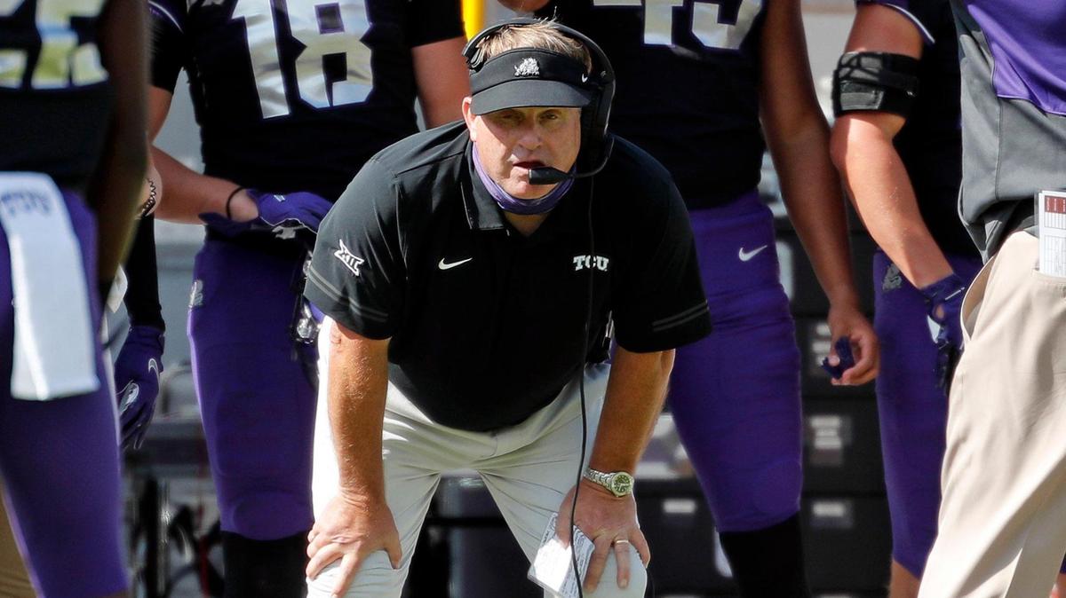 TCU head coach Gary Patterson watches his offense in the first half of a NCAA football game at Amon G. Carter Stadium in Fort Worth Texas, Saturday, Oct. 24, 2020. After two quarters of play the Sooners led the Horned Frogs 17-7. (Special to the Star-Telegram Bob Booth)
