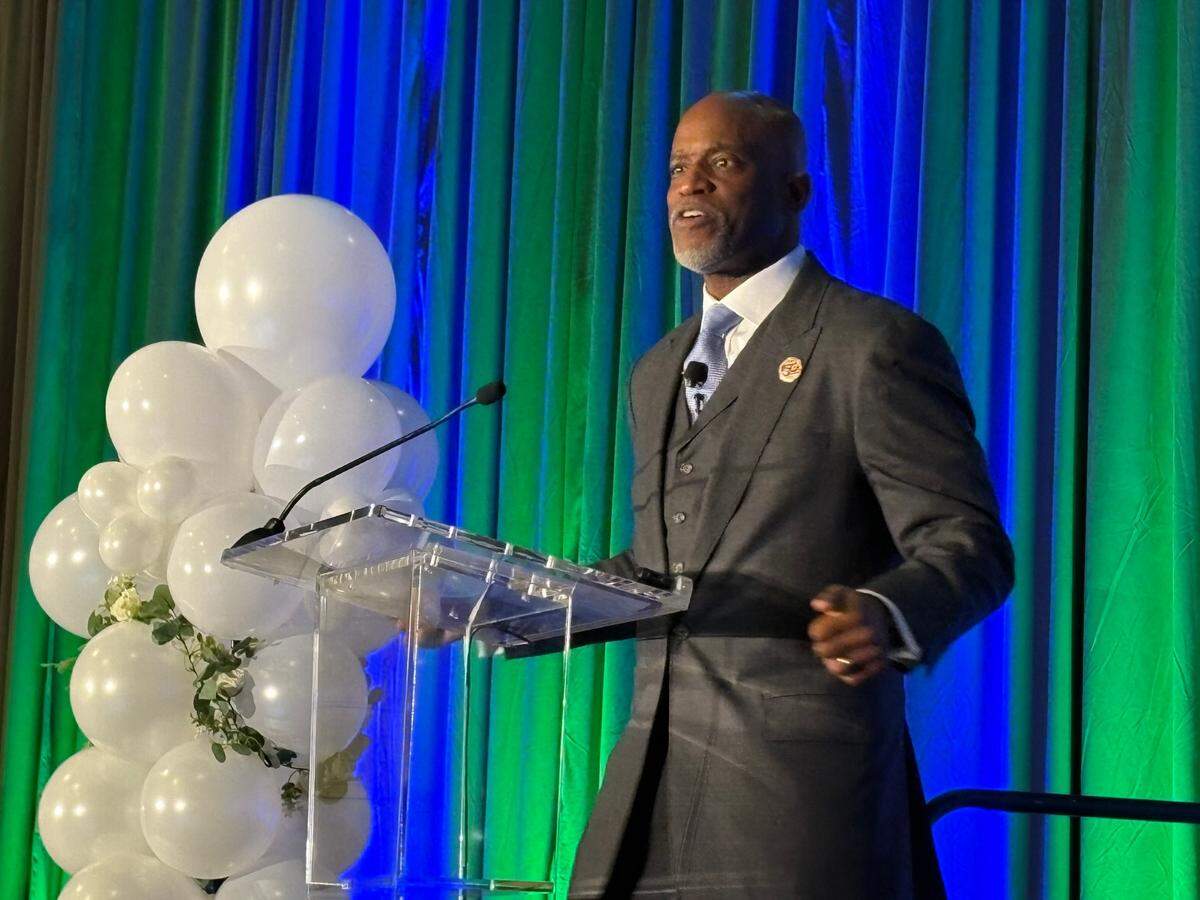 DL Wallace, businessman, entrepreneur, trainer and motivational speaker, gives the keynote address at the Fort Worth Metropolitan Black Chamber of Commerce’s 44th Annual Luncheon on Friday, June 27, 2025, at the Fort Worth Convention Center.