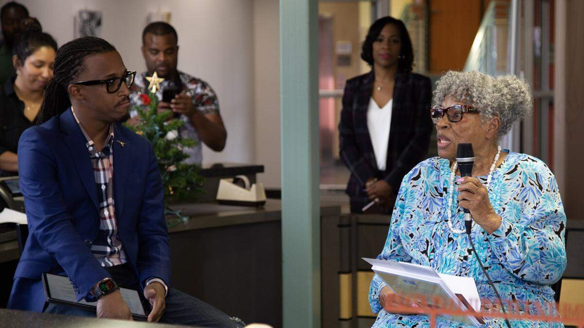 Opal Lee and City Council member Chris Nettles spoke at the Juneteenth Museum event on Thursday as project promoters gave a preview.