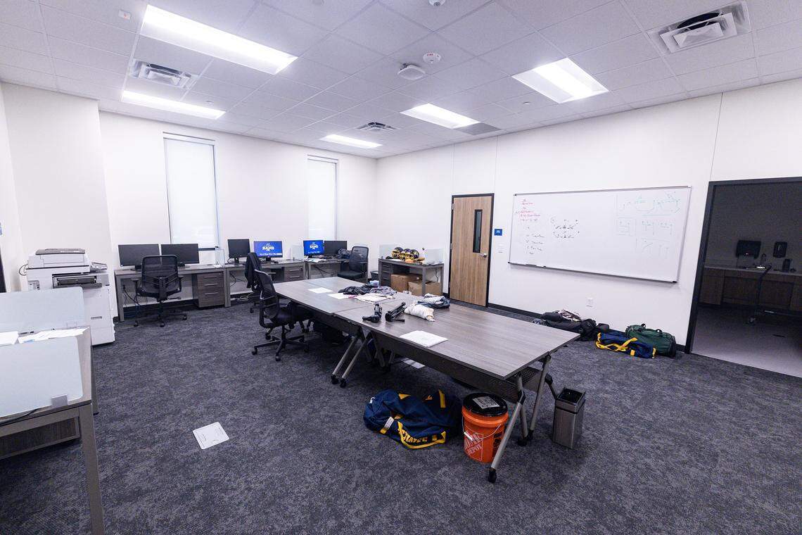 The meeting room in the new Moritz Fieldhouse at Texas Wesleyan University.