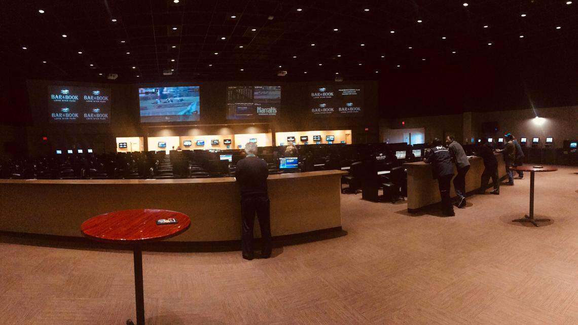The Off Track Betting Parlor at Lone Star Park in Grand Prairie remained open on Monday, as people can bet on simulcast racing from around the world.