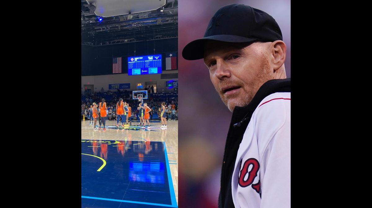 Comedian Bill Burr (right) went on a rant about the state of attendance in the WNBA; the Dallas Wings hosted their first ever home WNBA playoff game on Wednesday night, in front of an announced crowd of 5,106.