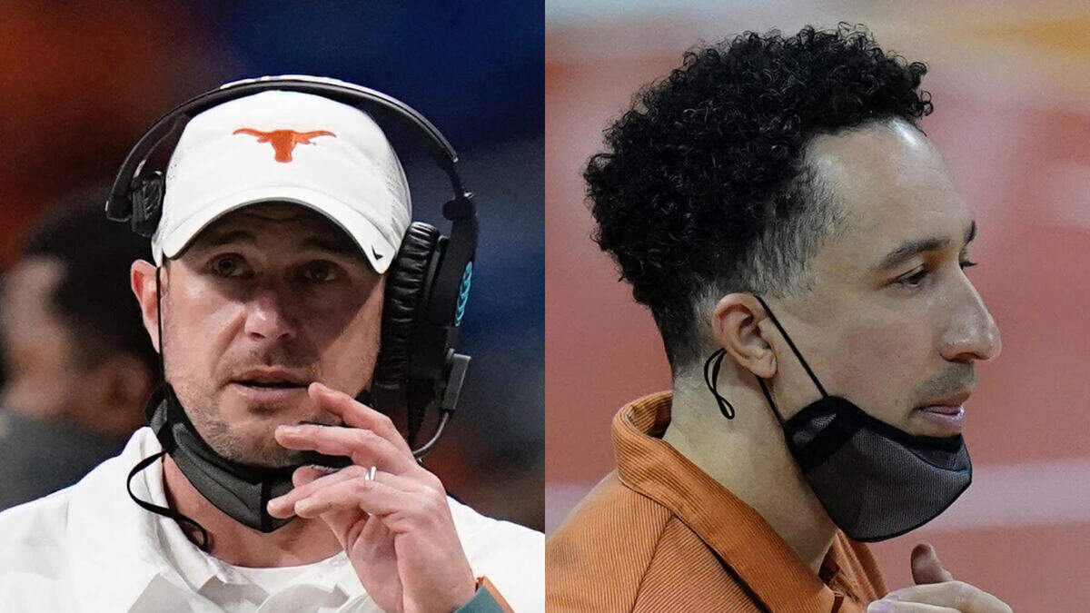 When Texas fired football coach Tom Herman (left) it basically ensured that men’s basketball coach Shaka Smart would retain his job, and he and his team are likely going to make the NCAA Tournament.