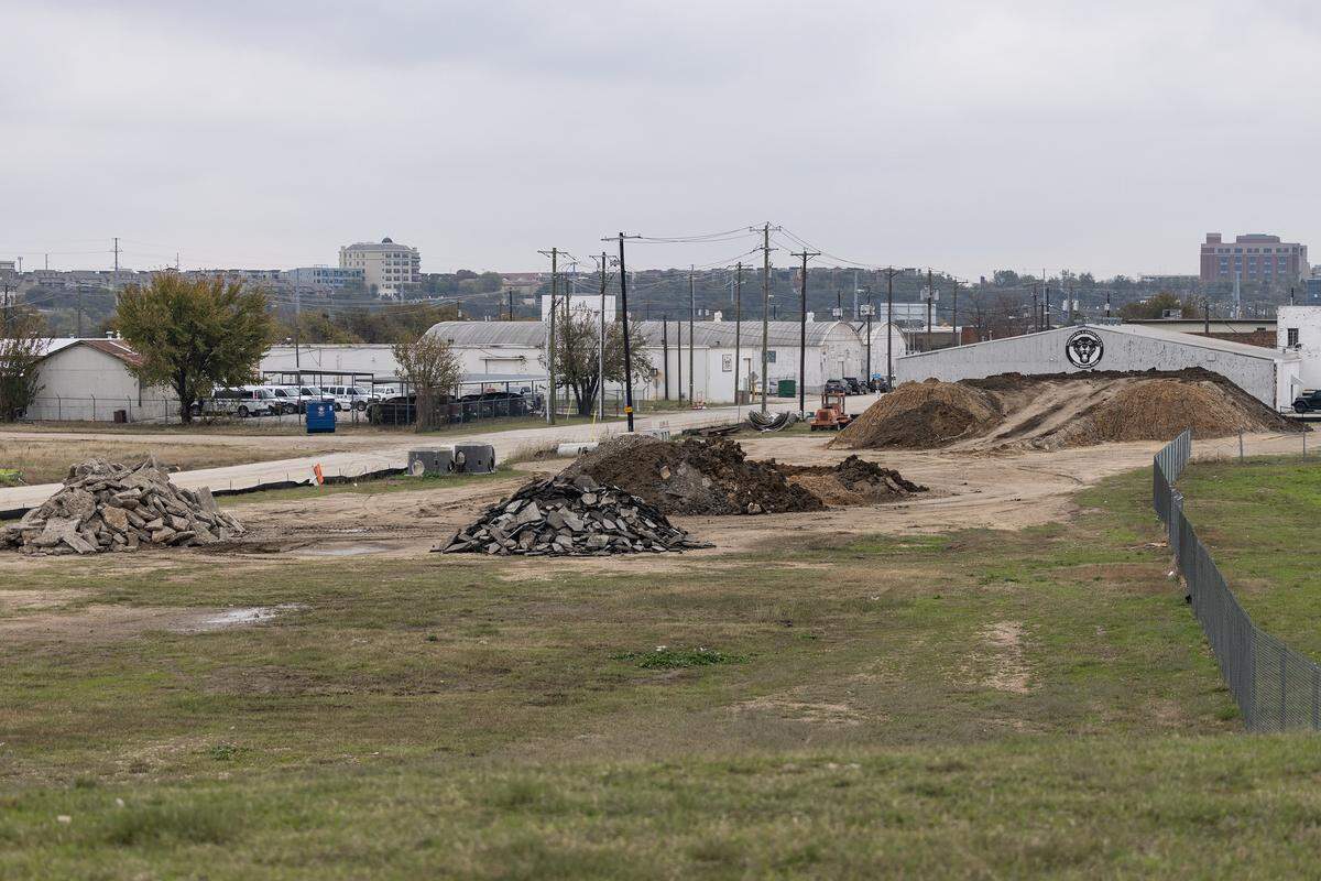 Construction is underway for the North channel of Panther Island running under the Main Street bridge to Northside Fort Worth on Thursday, Dec. 4, 2025. Canal digging is expected to start construction next year.
