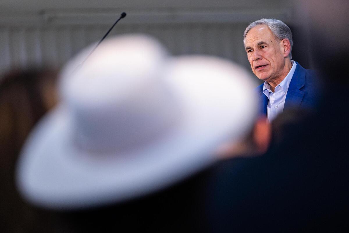 Texas Governor Greg Abbott speaks to a group of event attendees for his Parent Empowerment Night event where he advocated for school choice and vouchers at Temple Christian School in Fort Worth on Thursday, March 6, 2025.