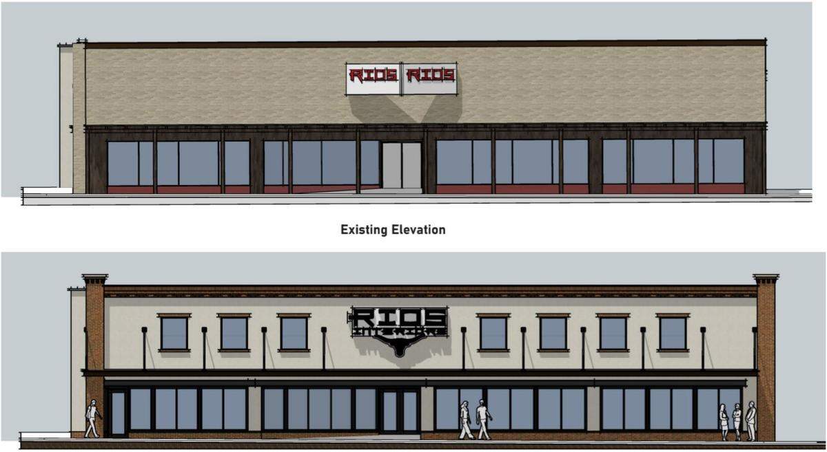 An artist rendering of proposed changes to the Rios Interiors storefront on North Main Street in the Fort Worth Stockyards.