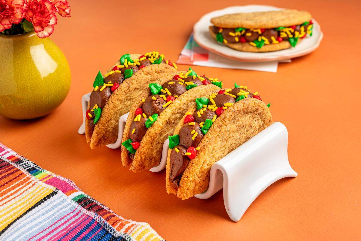 “SusieTacos” made from snickerdoodle cookies filled with chocolate and vanilla buttercream are on the menu Cinco de Mayo at SusieCakes.