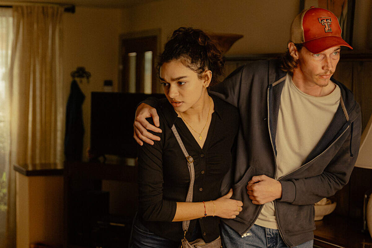 (L-R): Paulina Chávez as Ariana and Jacob Lofland as Cooper Norris in season 1, episode 7 of “Landman” streaming on Paramount+.