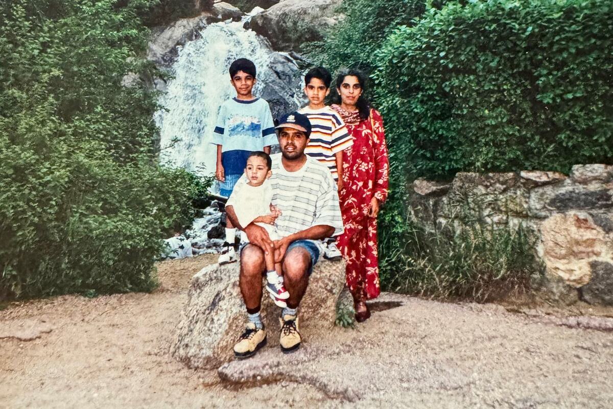 Zain’s parents Manzufar and Taherah Shafi with Zain, top left, and his two siblings Usman, second from right, and Umar, front, in a family photo.