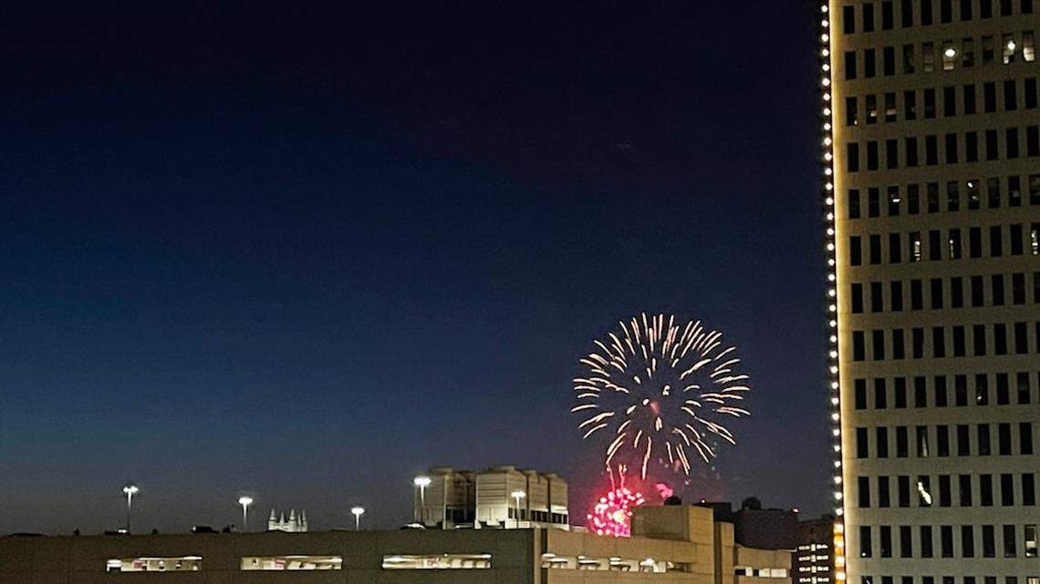 Fireworks filled the sky Monday evening near downtown Fort Worth.