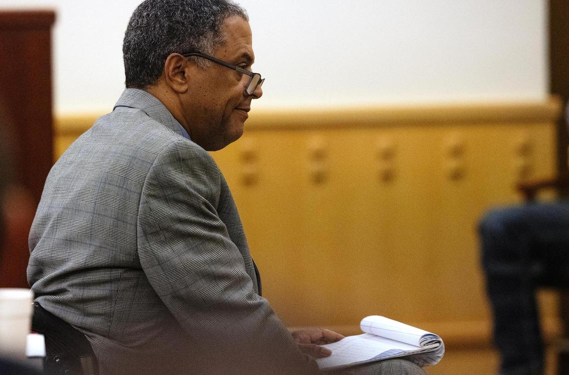Defense attorney Brian Salvant gives his closing argument in the punishment phase of Lamont Cousins’ trial on Wednesday, April 30, 2025, at the Tim Curry Criminal Justice Center in Fort Worth. Cousins was found guilty of capital murder in the shooting deaths of three victims on Dec. 14, 2020, and sentenced to life without parole.