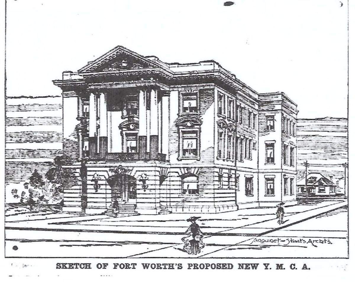 An architectural sketch from 1904 of what would be Fort Worth’s first YMCA building, which opened in 1906. The actual building looked significantly different.