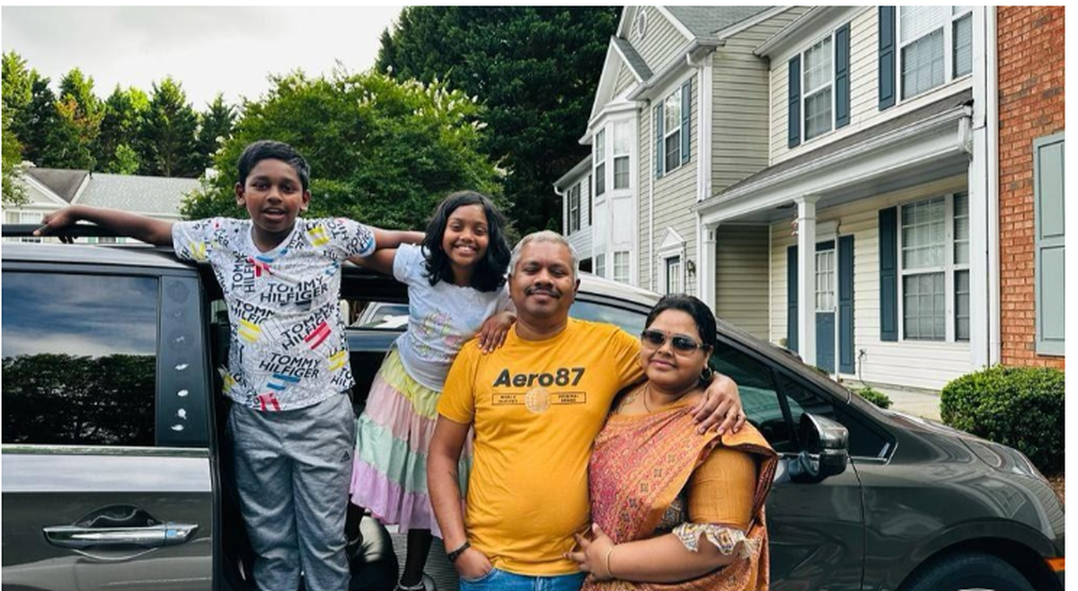 Lokesh Potabathula, center, wife Naveena, right, son Krithik and daughter Nashidha were visiting Texas from Alpharetta, Georgia, over the holidays when their family was involved in a tragic accident.