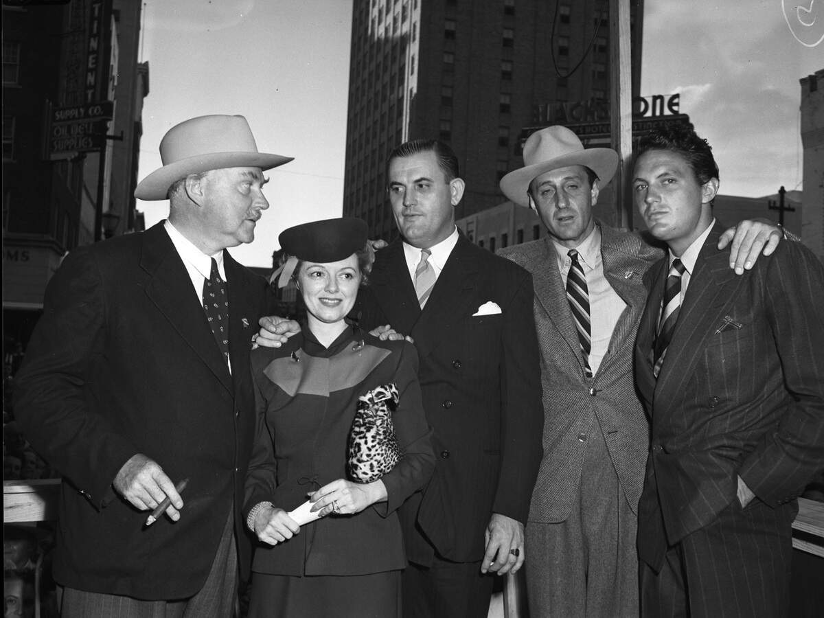 Sept. 18, 1942: Attending a patriotic luncheon featuring Hollywood stars in Fort Worth, from left, Nigel Bruce, Janet Gaynor, Frank Weatherford, Basil Rathbone and Robert Stack.