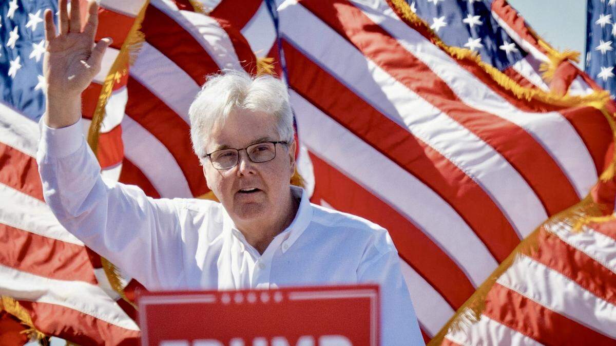 Texas Lt. Gov. Dan Patrick speaks at former President Donald Trump’s Make America Great Again Rally in Waco, Texas, March 25, 2023.