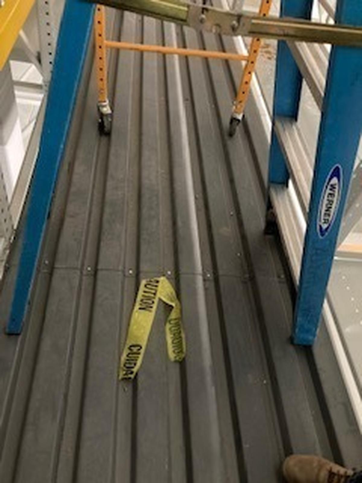Bakers scaffold and ladders must have an even surface, says former safety manager and whistleblower at Fort Worth Amazon fulfillment center construction site.