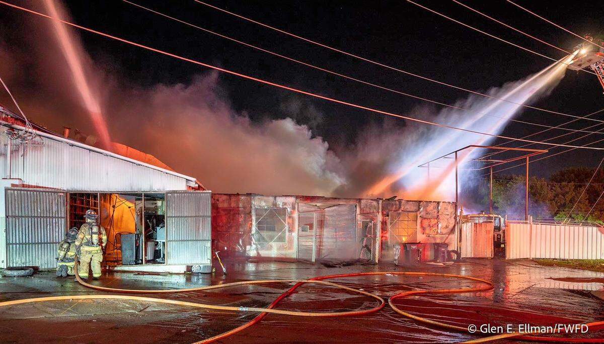 A fire erupted on April 9, 2022, at a commercial structure in the 6000 block of Dallas Avenue in Fort Worth.