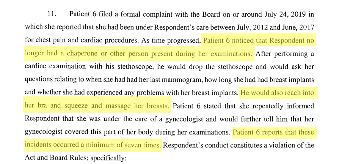 Jan Williams was groped by her cardiologist at least seven times over the course of five years, she reported to Weatherford police. The Texas Medical Board listed her accusations, along with several other women’s, in its official complaint against Dennis Doan.