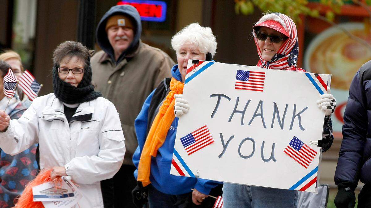 Nov. 11, 2014: Ruby Bressman of Fort Worth watches the annual Veterans Day parade in downtown Fort Worth.