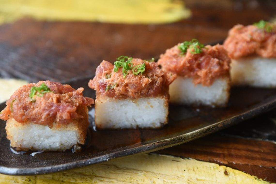 Crispy rice cakes at Blue Sushi Sake Grill.