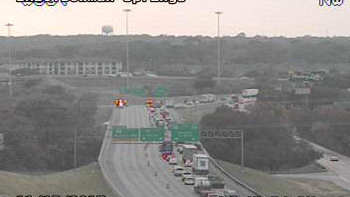 Westbound I-20 at Mansfield Highway in southeast Fort Worth was closed Wednesday afternoon due to road damage.