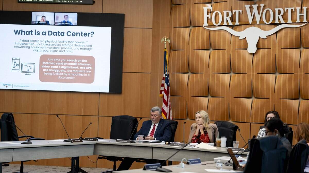 Fort Worth City Council listens to a presentation on data center development regulations from Assistant City Manager Jesica McEachern during a City Council work session on Tuesday, June 2, 2026 in Fort Worth, Texas.