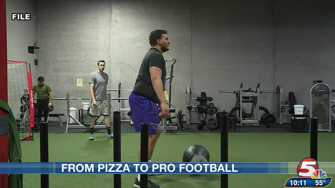 Sebastian Gutierrez trains in gym.