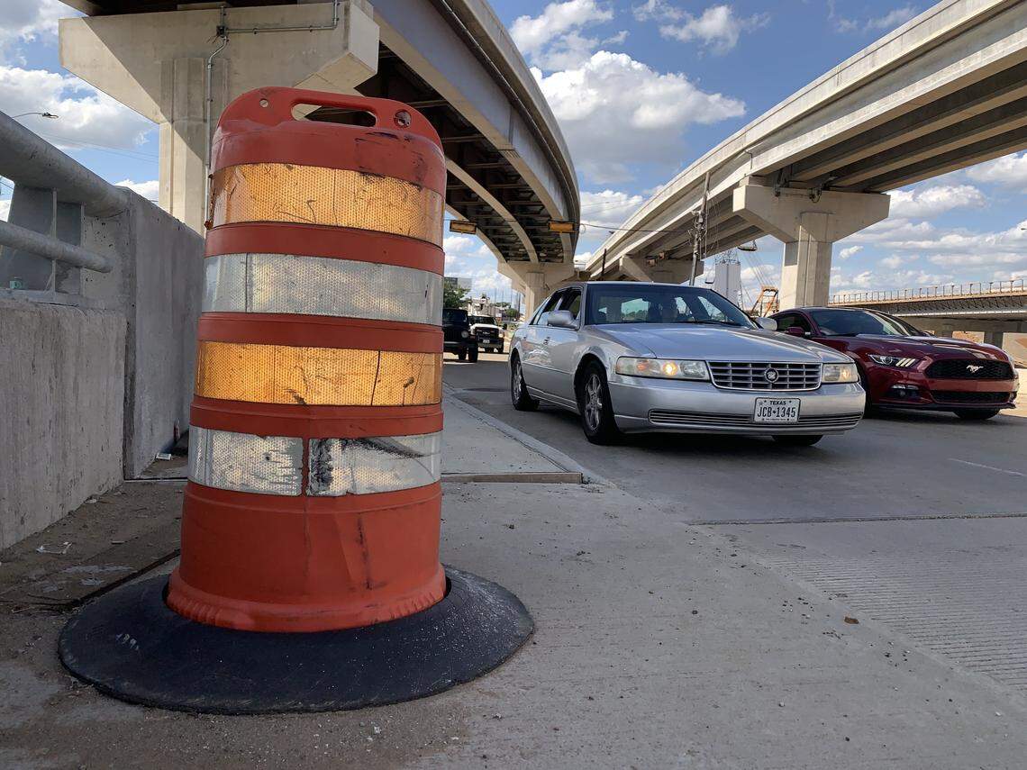 Arlington motorists navigate a southbound I-30 entrance ramp near Ballpark Way.